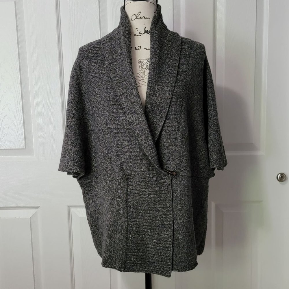 Carroll Reed Woman's Wide Collar Gray Heather Wool Cardigan Size 2X *EUC*